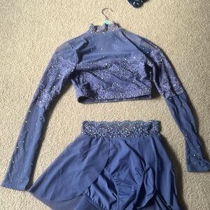 Dark purple-blue two piece baton costume